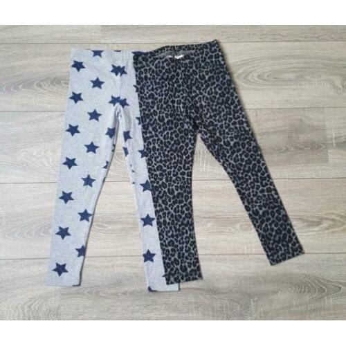 2 NIEUWE legging maat 116-122 ster / leopard