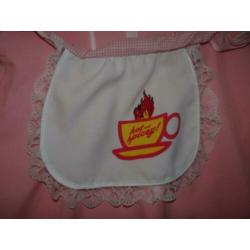 Leuk roze/wit/rood HOT & SPICY KOKKIN/SERVEERSTER jurkje + h