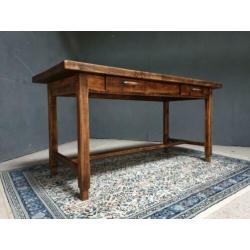 Oude Franse eettafel grenen met lades