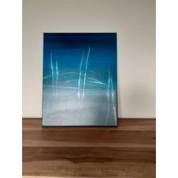 Prachtig & Authentiek schilderij in aqua / turquoise