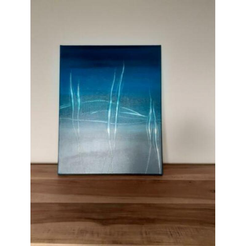 Prachtig & Authentiek schilderij in aqua / turquoise