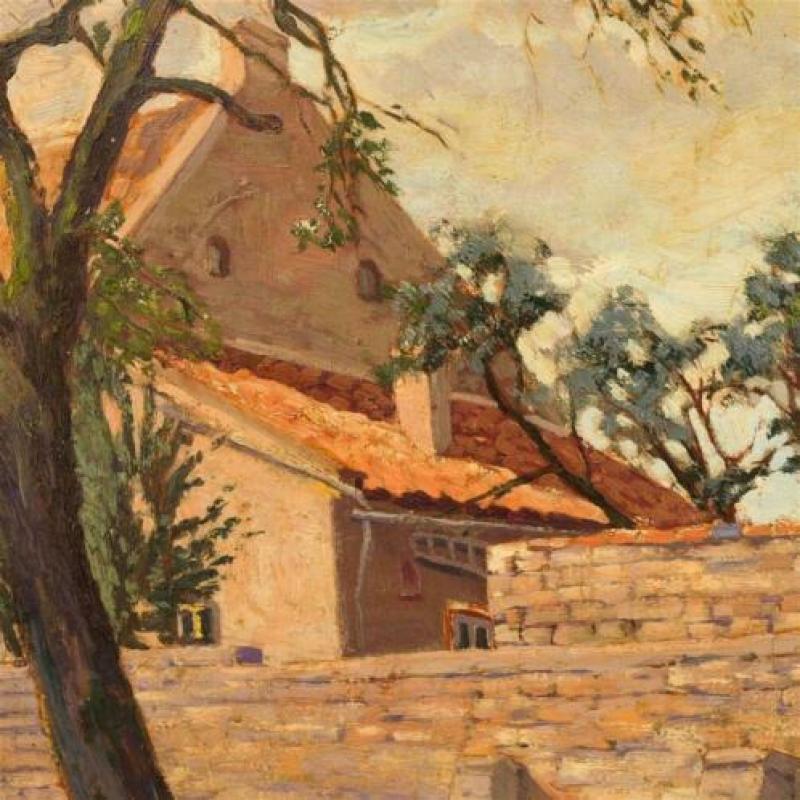 Huis met ommurde tuin (kent iemand deze schilder?)