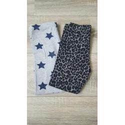 2 NIEUWE legging maat 116-122 ster / leopard