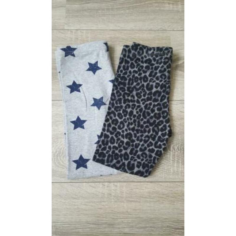 2 NIEUWE legging maat 116-122 ster / leopard