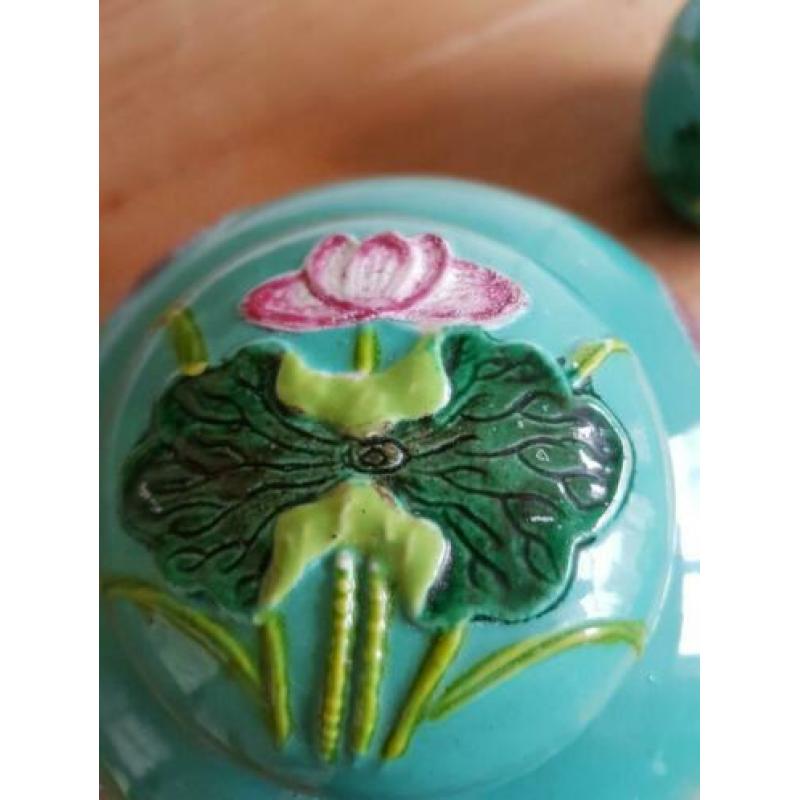 Chinese gemberpotten, Wang Bing Rong, kraanvogels,lotusbloem