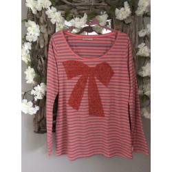 ?? Didi longsleeve XL oranje grijs strepen glitter strik