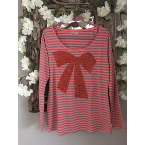 ?? Didi longsleeve XL oranje grijs strepen glitter strik