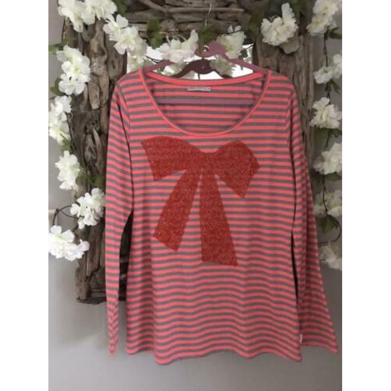 ?? Didi longsleeve XL oranje grijs strepen glitter strik