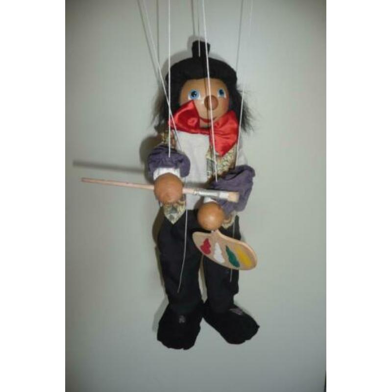 Houten marionet poppen.Schilder/clown.Pr.p/stuk.
