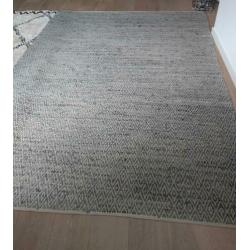 Stoer gevlochten leer/katoen kleed, grijs/beige