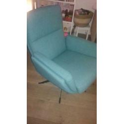 Prachtige, hippe aqua Zitmaxx draaifauteuil zgan