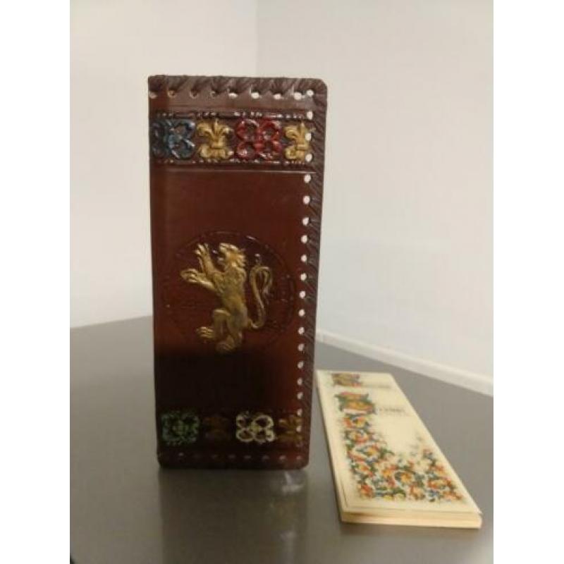 Vintage leren score kaarthouder voor bridge