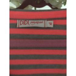?? Didi longsleeve XL oranje grijs strepen glitter strik