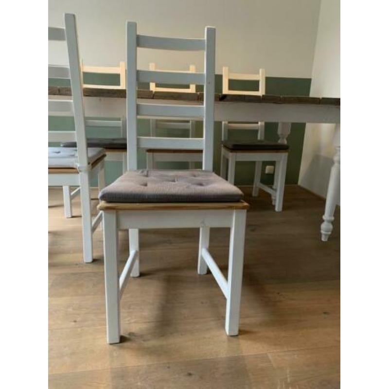 Steigerhout, tafel, stoelen, 6 persoons