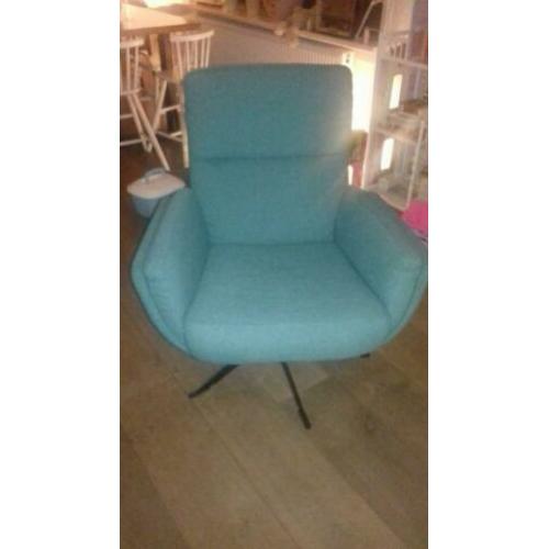 Prachtige, hippe aqua Zitmaxx draaifauteuil zgan
