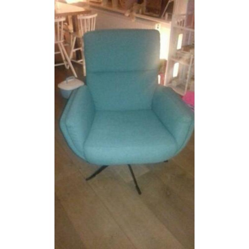 Prachtige, hippe aqua Zitmaxx draaifauteuil zgan