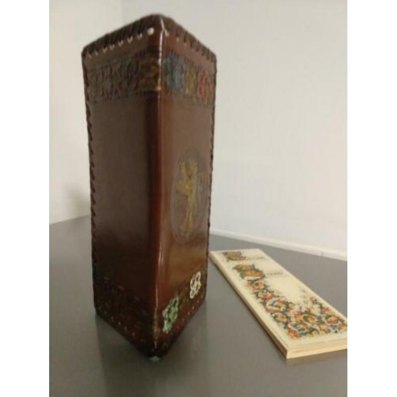 Vintage leren score kaarthouder voor bridge