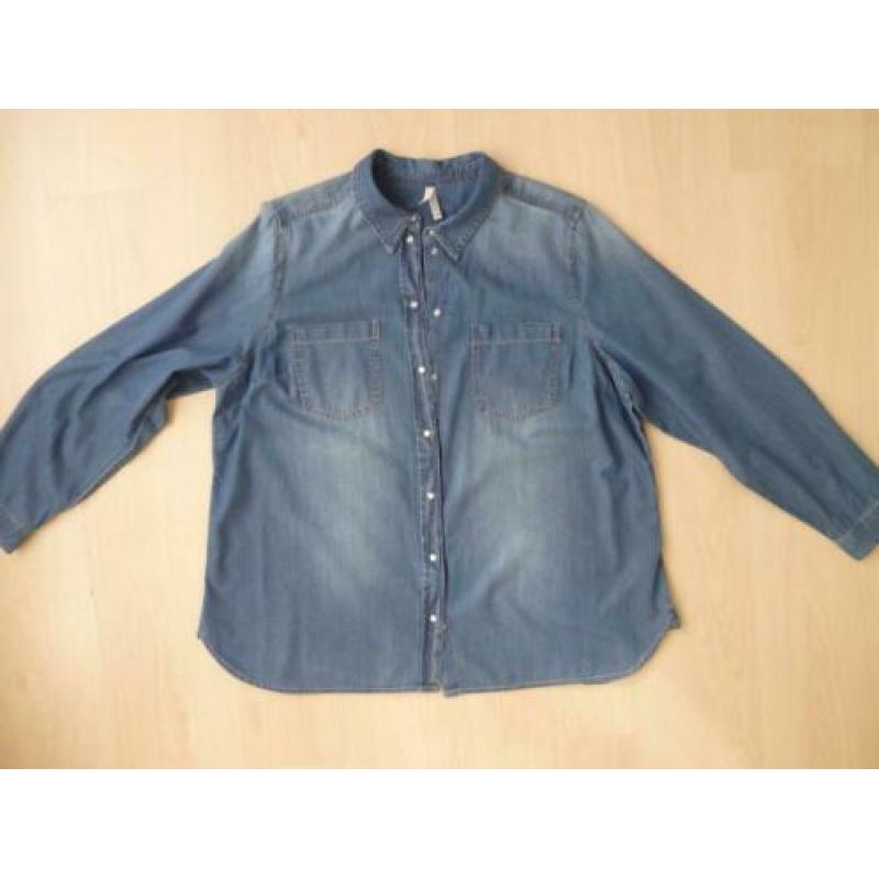 Miss Etam blauwe spijkerblouse maat 48