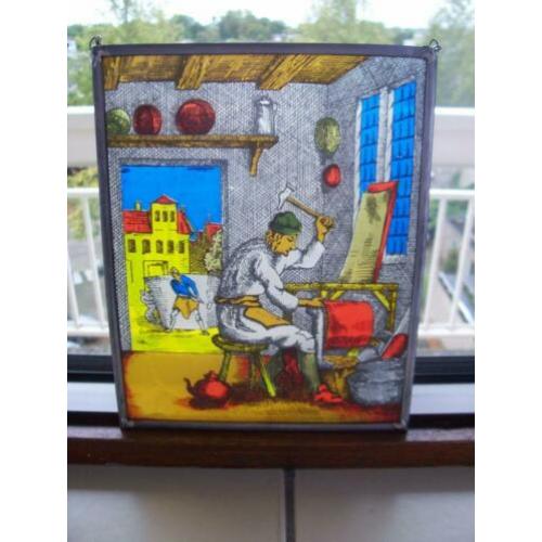 raamhanger, raam hanger, stalen lijst en ketting, smid, glas