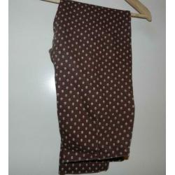 Bruine gedessineerde H&M broek met zijrits, maat 40.