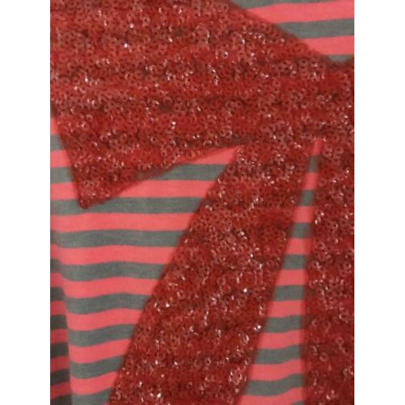 ?? Didi longsleeve XL oranje grijs strepen glitter strik