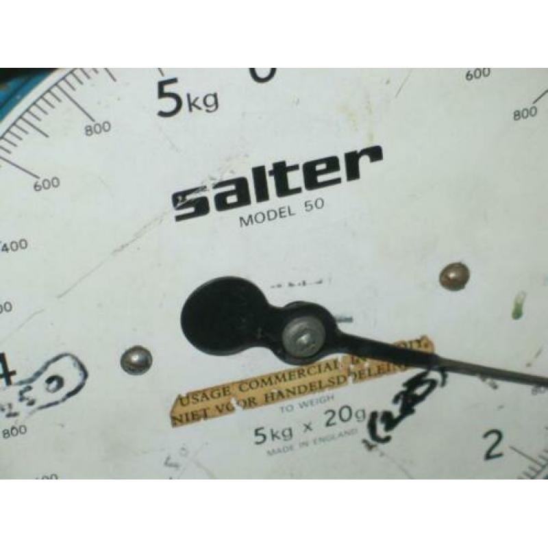 Salter antieke weegschaal model 50 frans blauwe kleur