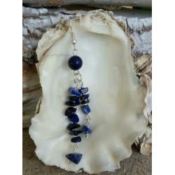 Nieuwe écht zilveren oorbellen met blauwe lapis lazuli