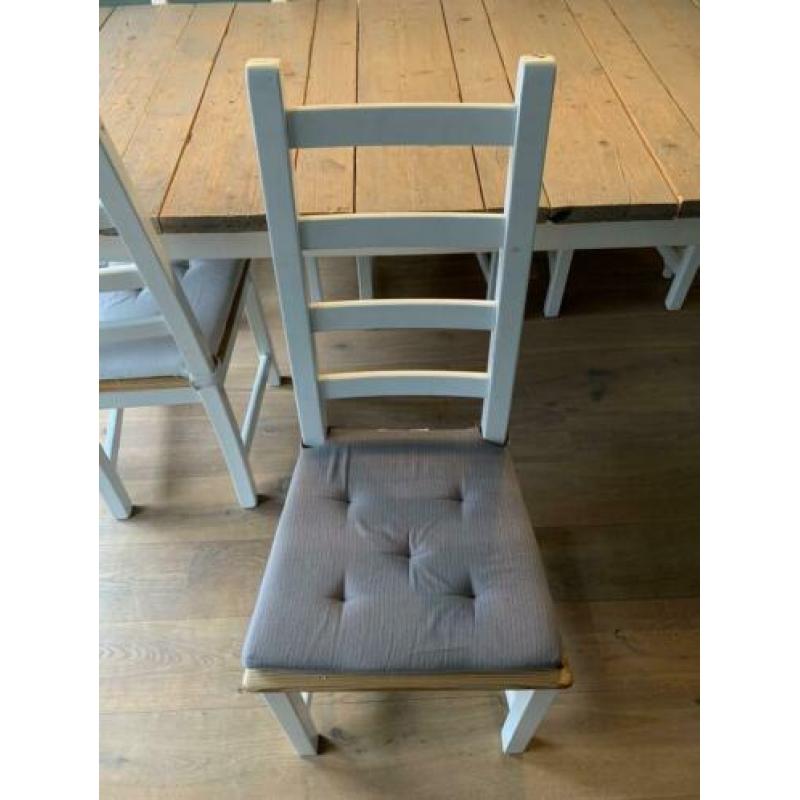 Steigerhout, tafel, stoelen, 6 persoons