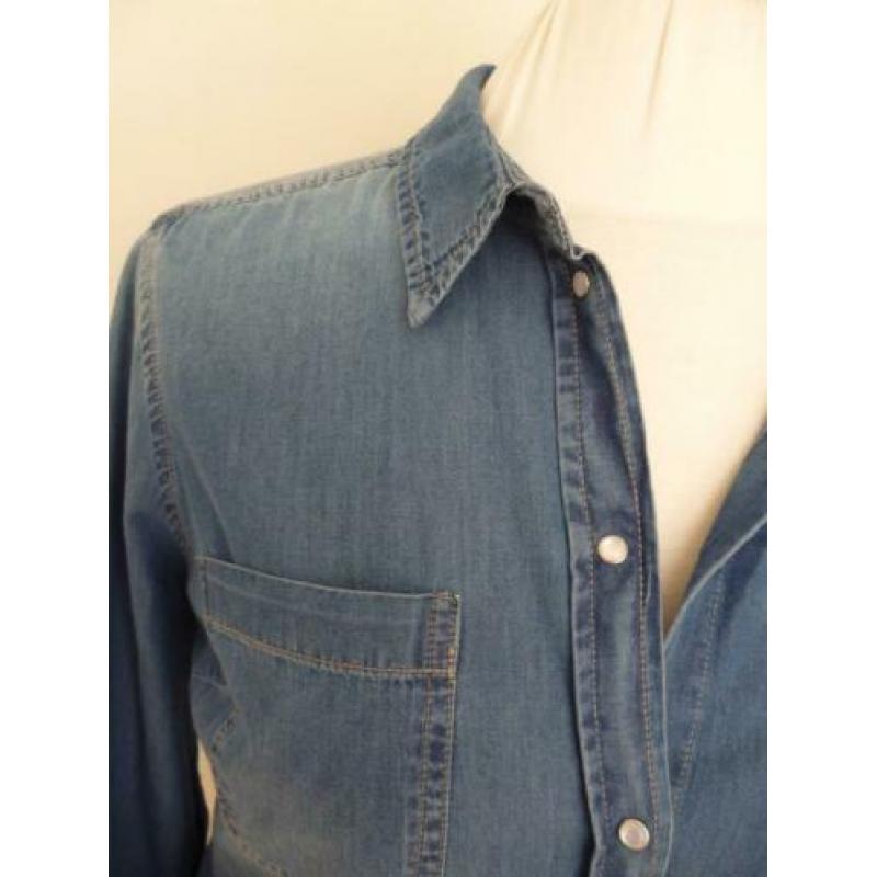 Miss Etam blauwe spijkerblouse maat 48