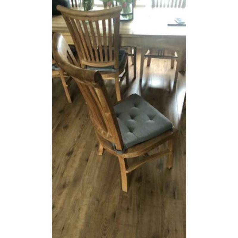 6 houten eetkamer stoelen met kussens te koop