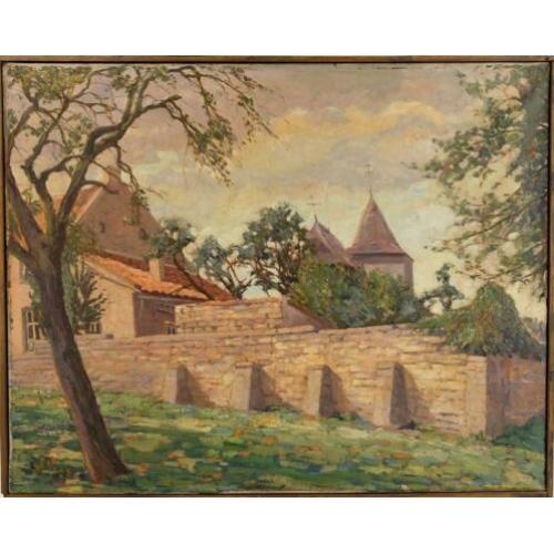 Huis met ommurde tuin (kent iemand deze schilder?)