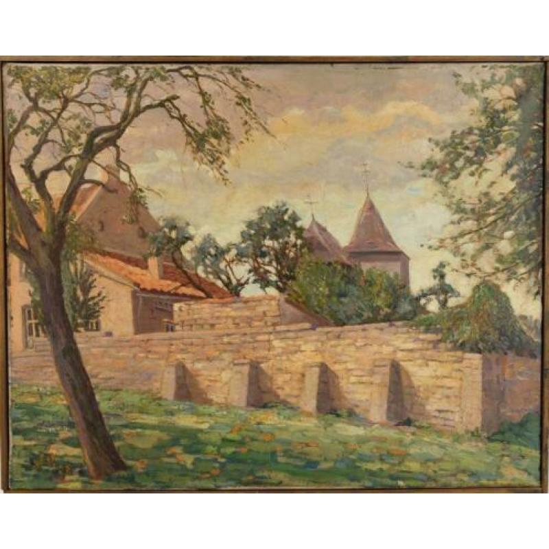 Huis met ommurde tuin (kent iemand deze schilder?)