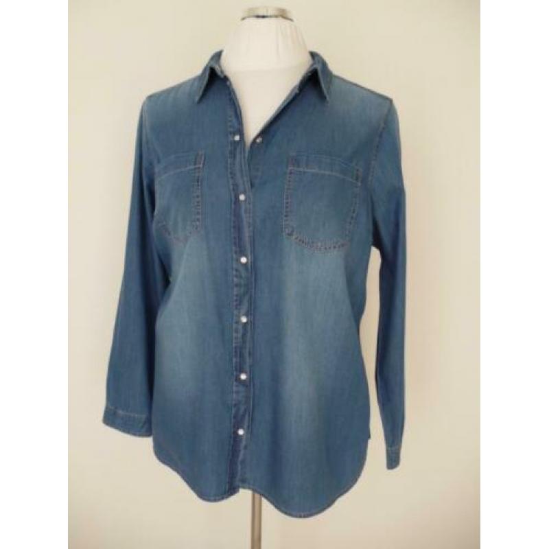Miss Etam blauwe spijkerblouse maat 48