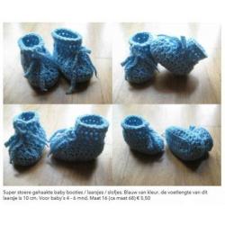 Stoere gehaakte baby laarsjes/booties 4-6 Mnd/ Maat 16 (68)