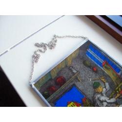 raamhanger, raam hanger, stalen lijst en ketting, smid, glas
