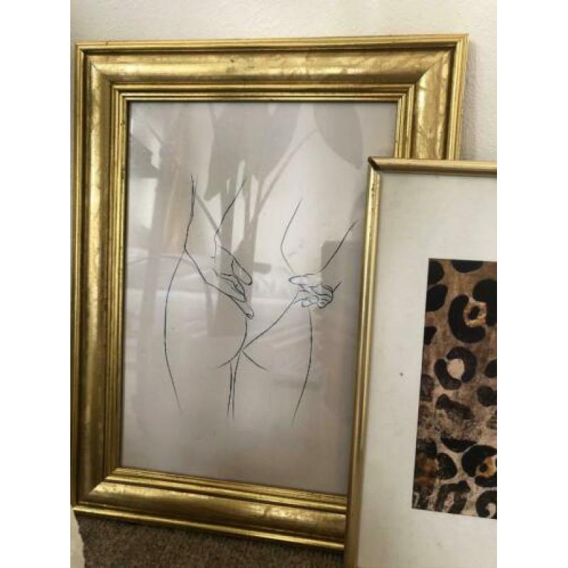 Gouden lijst met moderne print