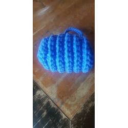 Leuk klein tasje spaghetti haken blauw 4 tot 6jaar