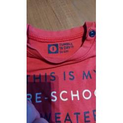 Pre-school setje rood met gestreept broekje mt 56