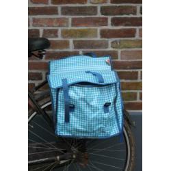fietstas kitsch kitchen blauwwit geruit