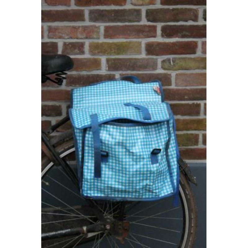 fietstas kitsch kitchen blauwwit geruit