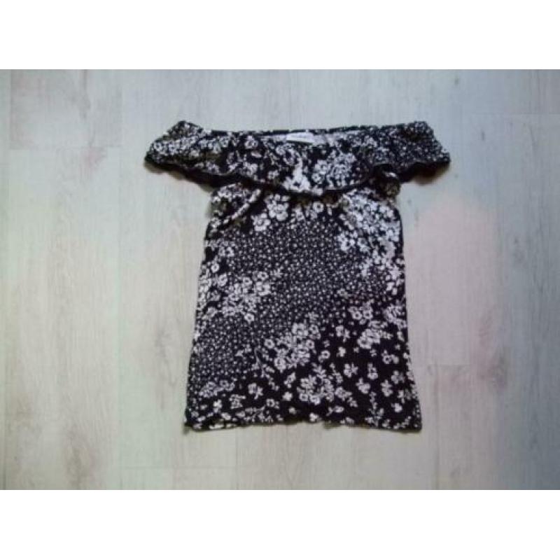 zgan zwart-wit gebloemd shirt v Jessica mt M