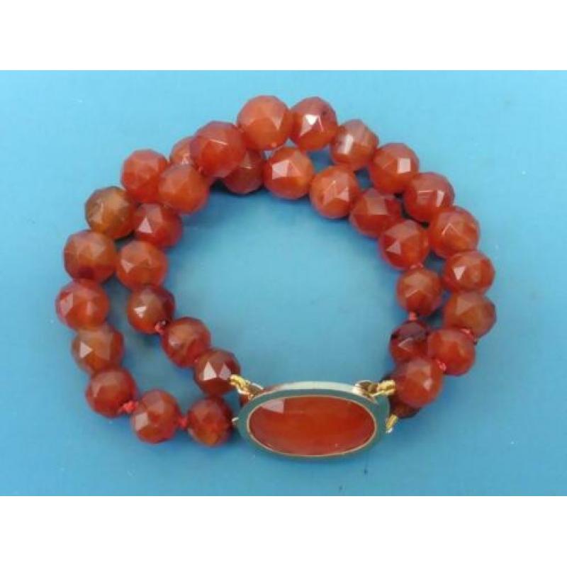 Carneolen 2-rijen armband met gouden slot (D13)