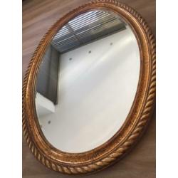 Spiegel brocante, vintage goudkleurige houten lijst