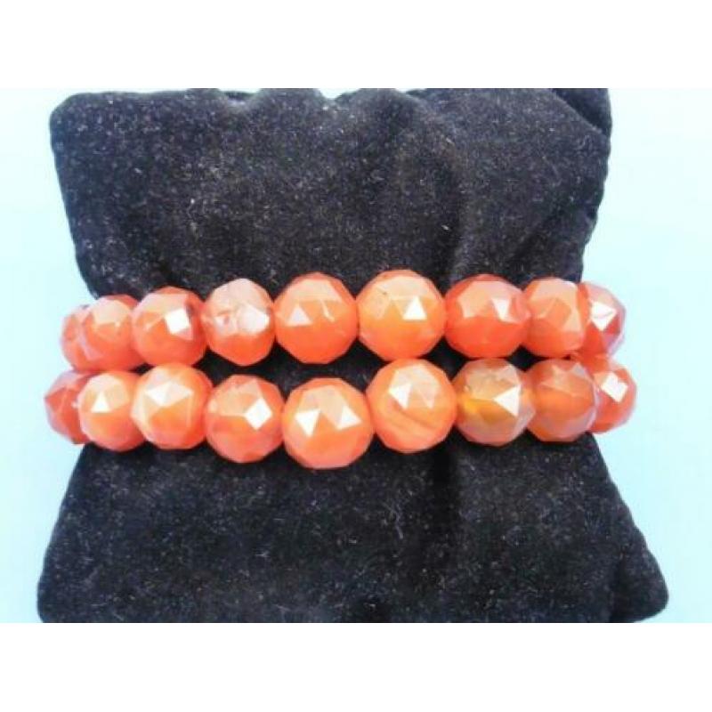 Carneolen 2-rijen armband met gouden slot (D13)