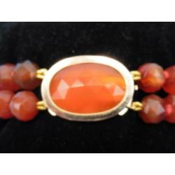 Carneolen 2-rijen armband met gouden slot (D13)