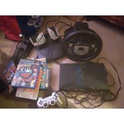 playstation 2met race stuur en spellen