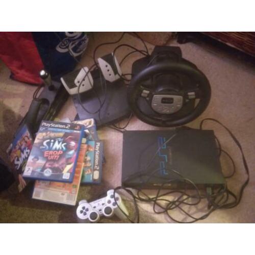 playstation 2met race stuur en spellen