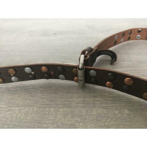 Cowboysbelt cowboysbag riem 85 cm bruin leer leder studs