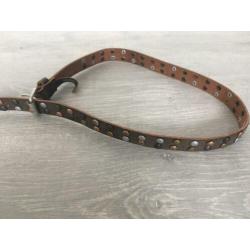 Cowboysbelt cowboysbag riem 85 cm bruin leer leder studs