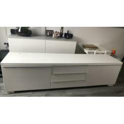 Tv-meubel, hoogglans wit, 180x41x49 cm